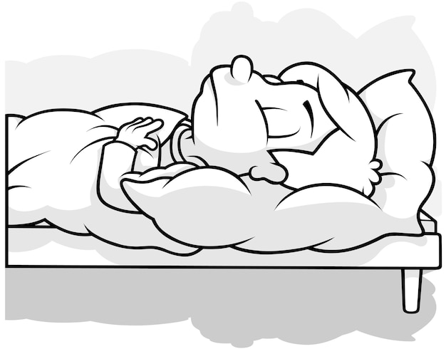 Drawing of a Darkhaired Boy Sleeping in Bed