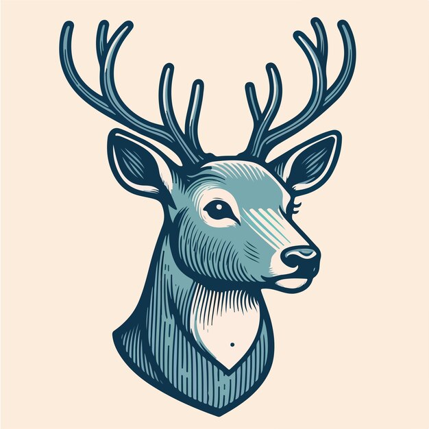 Vector a drawing of a deer with a blue and white pattern