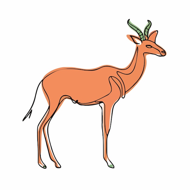 Vector a drawing of a deer with a long tail