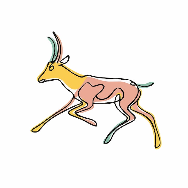 Vector a drawing of a deer with a yellow tail