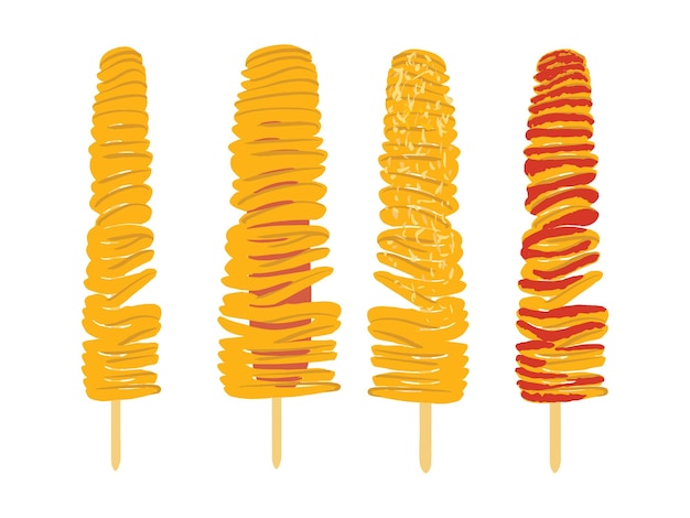 A drawing of different food on a stick