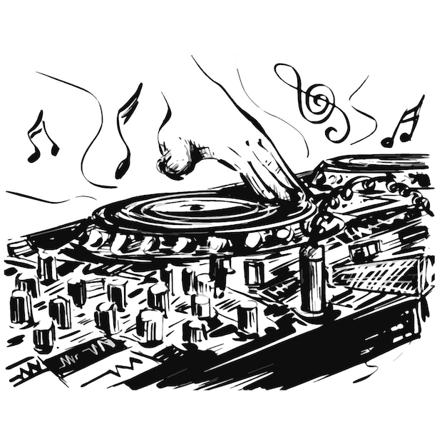 Vector drawing of the dj set for party