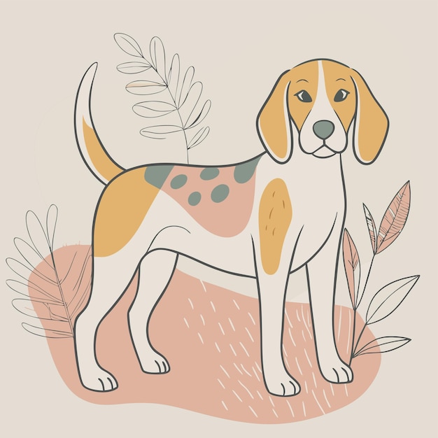 Vector a drawing of a dog with a feather on its back