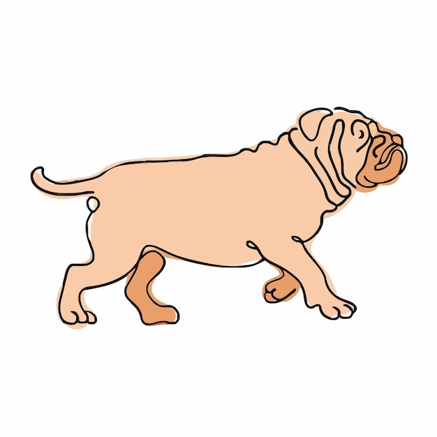 Vector a drawing of a dog with a tag that says pug
