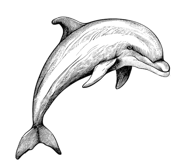 A drawing of a dolphin with the letter t on it