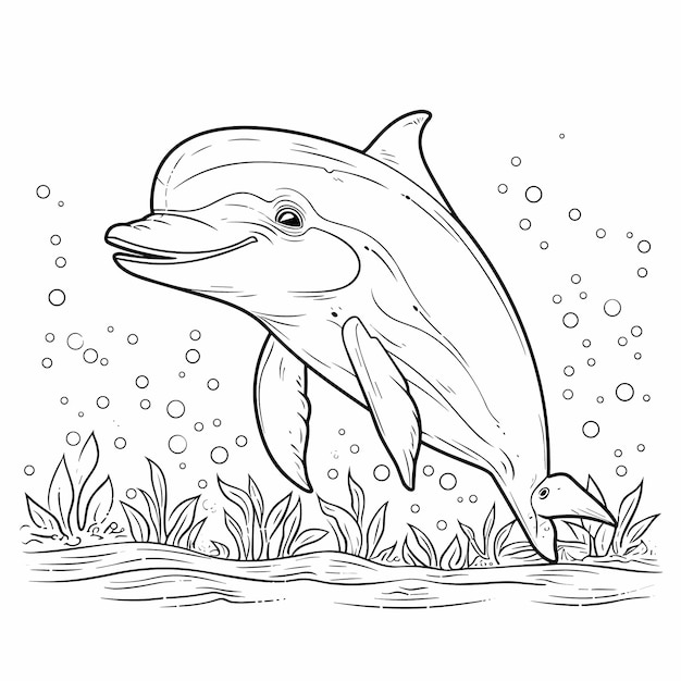 Vector a drawing of a dolphin and the word dolphin on it