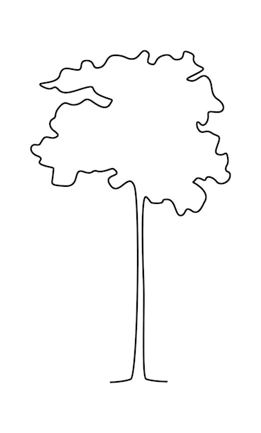 Vector drawing doodle tree in line art