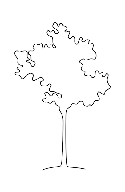 Vettore disegno albero scarabocchio in line art