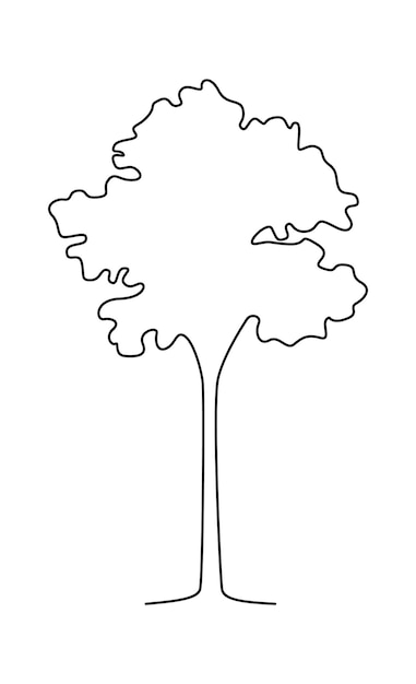 Vettore disegno albero scarabocchio in line art