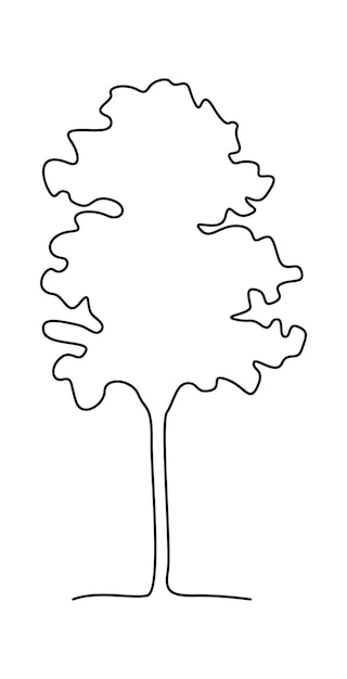 Drawing doodle tree in line art