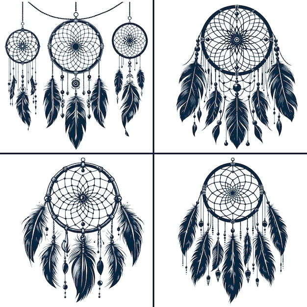 A Drawing Of A Dream Catcher And Other Items vector file