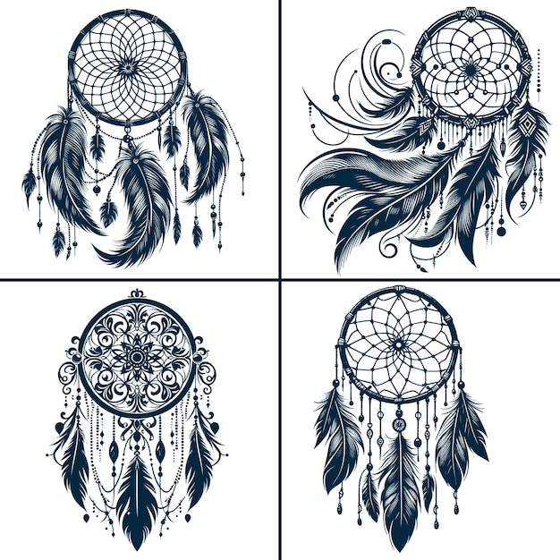 A Drawing Of A Dream Catcher And Other Items vector file