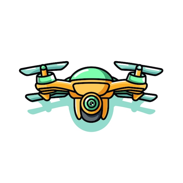 Vector a drawing of a drone with a green top and a blue and green background.