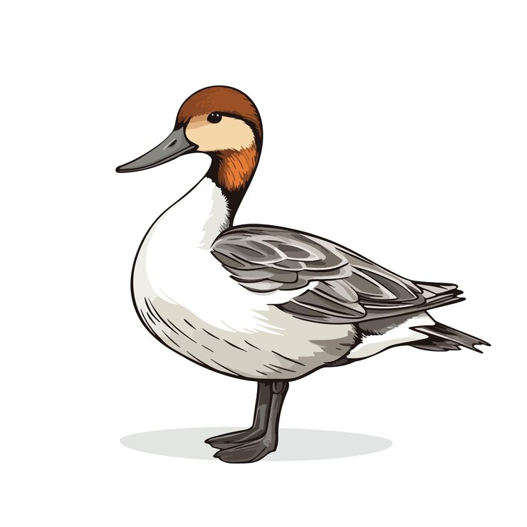 Vector a drawing of a duck with a brown head and a white chest