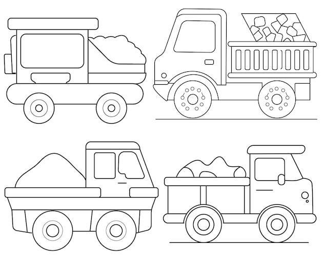 Vector a drawing of a dump truck with a shovel.