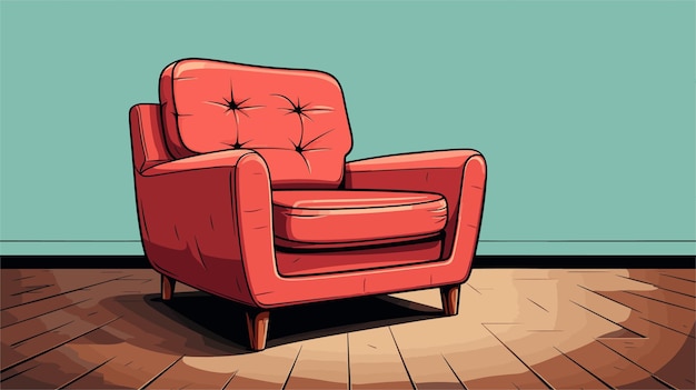 Рисунок мягкого кресла на простом векторном фоне Генеративный ИИ