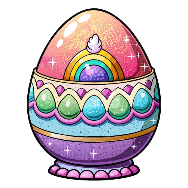 Vector a drawing of a egg with a rainbow on the top