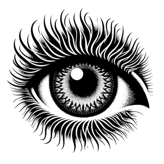 Vector a drawing of an eye with a black and white background