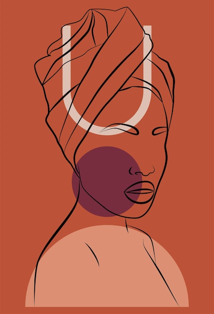 Vector drawing of the face line of an african woman