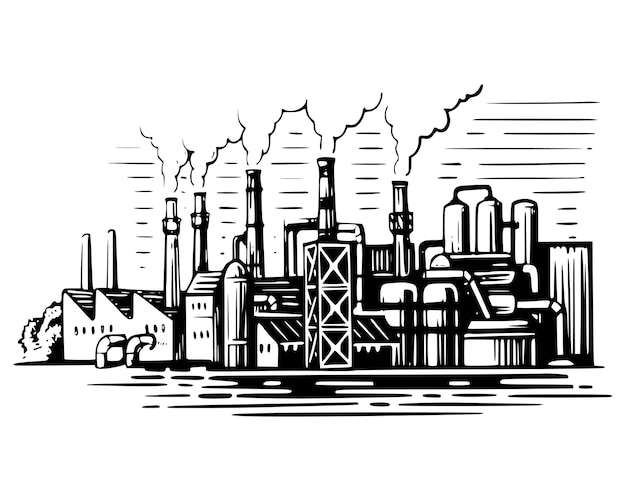 a drawing of a factory called the plant