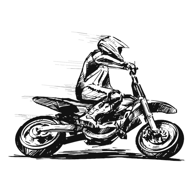 Drawing A fast motor cross racing