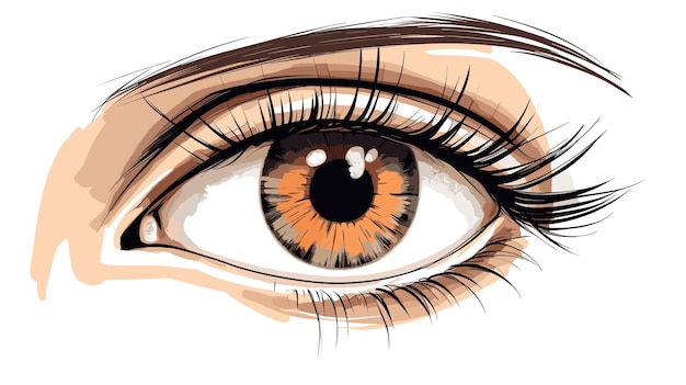 Drawing female eyes with eyebrow vector