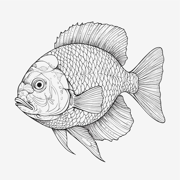 A drawing of a fish that has a fish on it