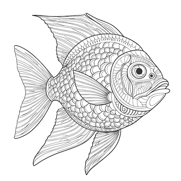 Vector a drawing of a fish with a line drawing of a fish.