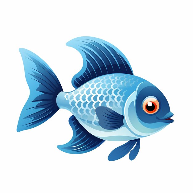 Vettore un disegno di un pesce con un occhio arancione e un occhio blu