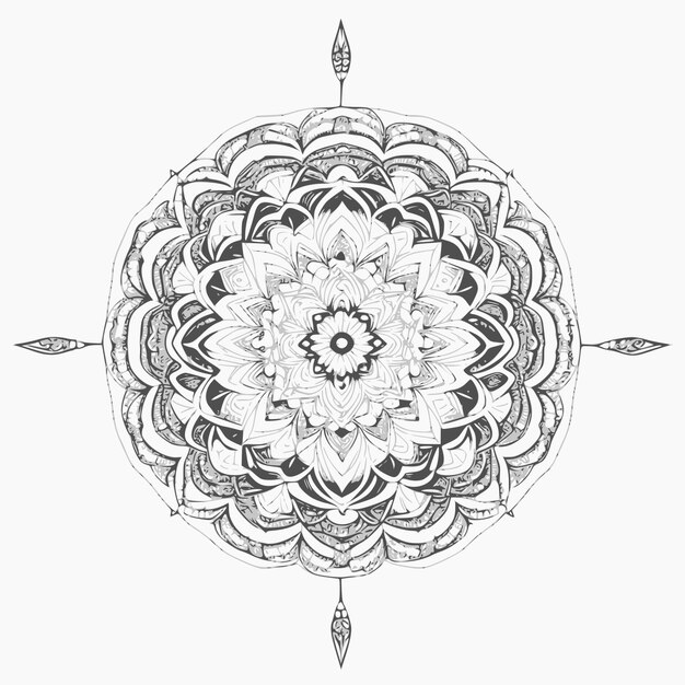 Un disegno di un fiore in bianco e nero.