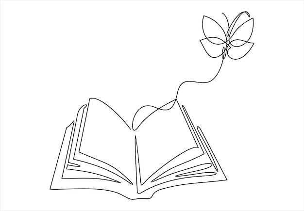 Vettore un disegno di un fiore e un libro con un fiore su di esso