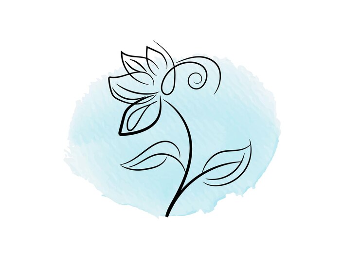 वेक्टर a drawing of a flower and leaves with a blue background
