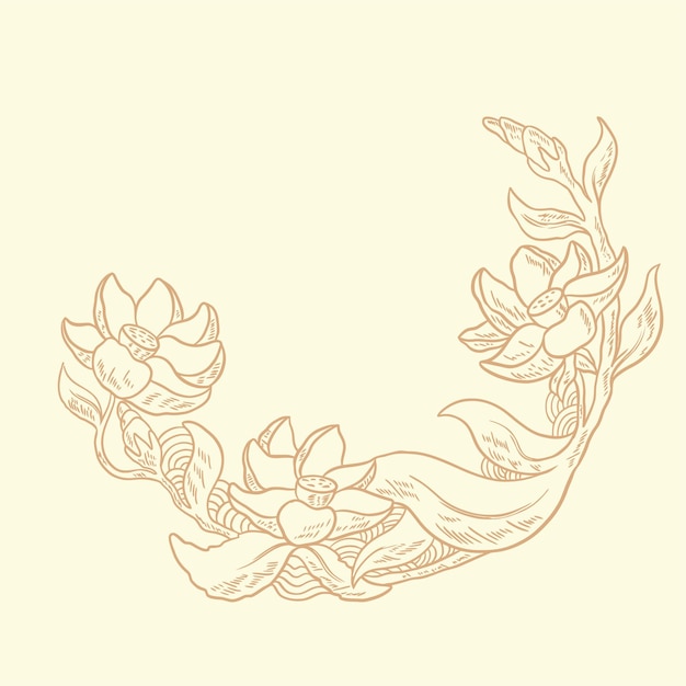 Vector a drawing of a flower with a leafy border.