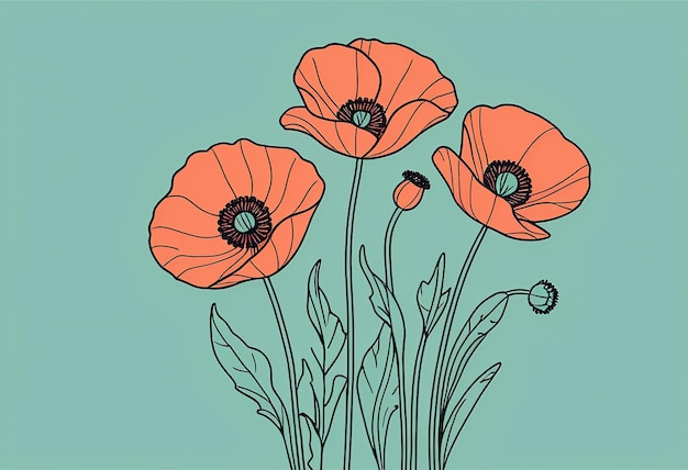 a drawing of a flower with the words quot poppies quot on it