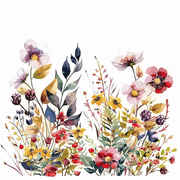 Vector a drawing of flowers and plants with the words quot wildflowers quot