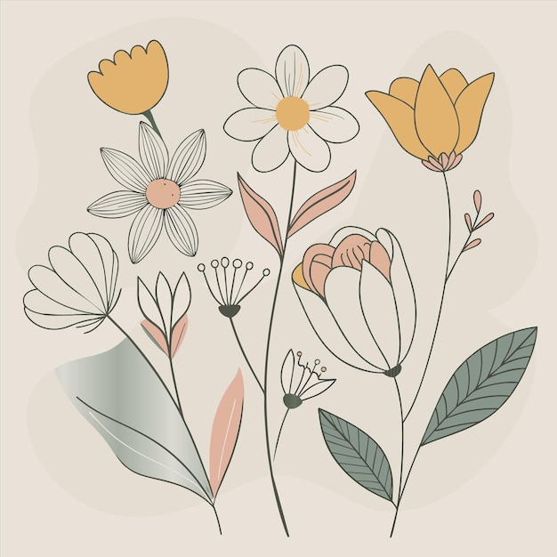 Vector a drawing of flowers with different colors and the words quot spring quot