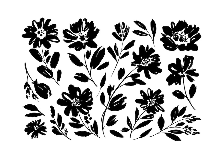 Vector 花の絵に花の文字が描かれている