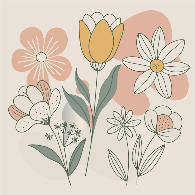 Vector a drawing of flowers with the words quot spring quot on it
