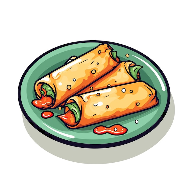 Vettore un disegno di cibo su un piatto con sopra un disegno di un alimento.