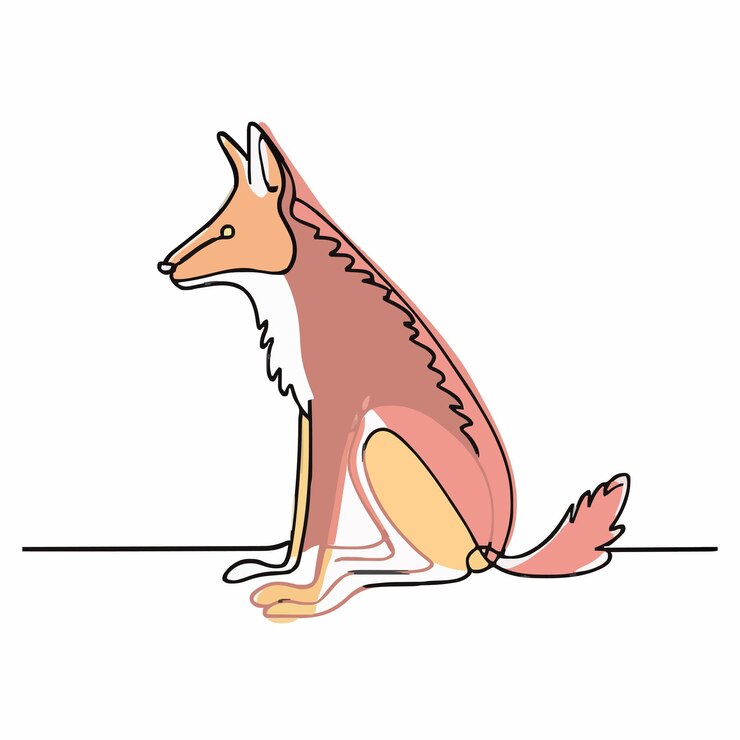 Vector a drawing of a fox with a line on the back