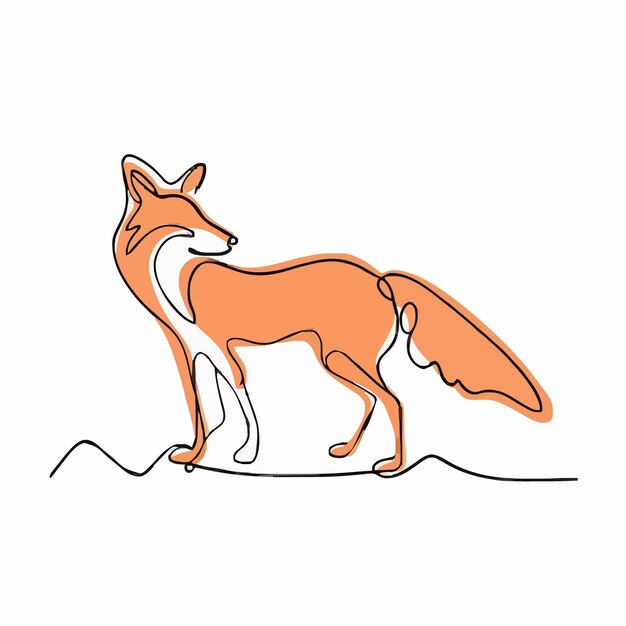 Vector a drawing of a fox with a line on it