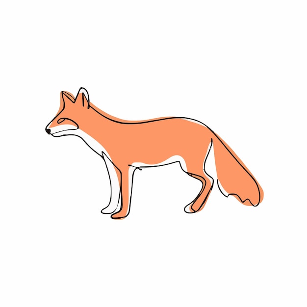 Vector a drawing of a fox with an orange outline