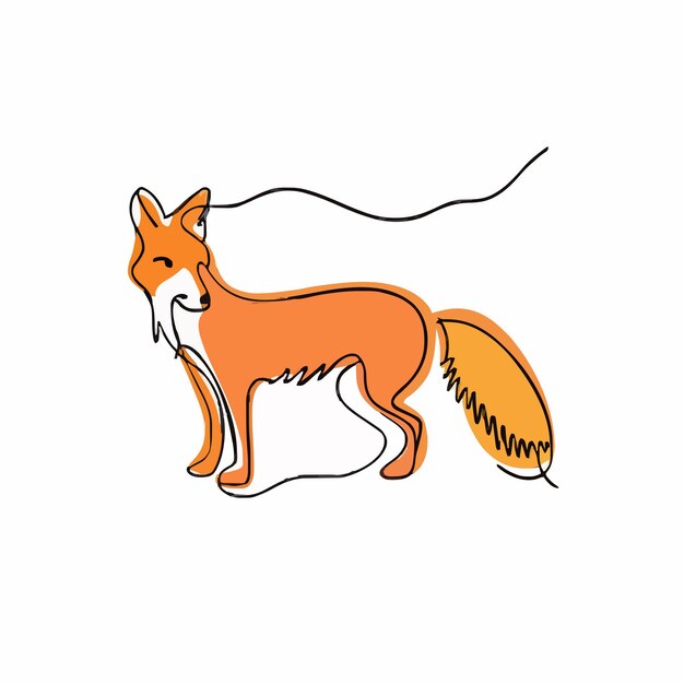 Vector a drawing of a fox with a tail that says fox