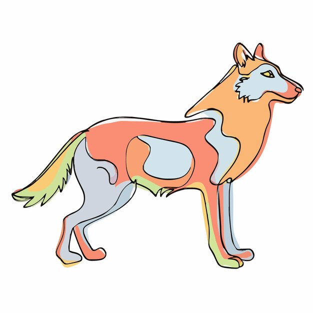 a drawing of a fox with a tail that says fox