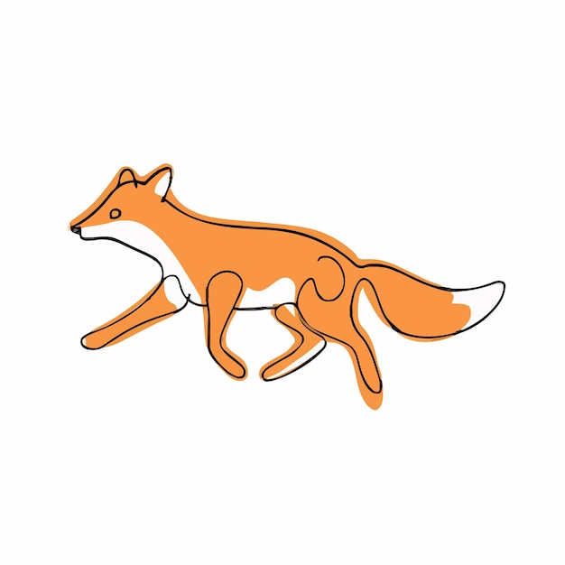 a drawing of a fox with a white background