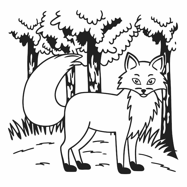 狼を描いたキツネの絵