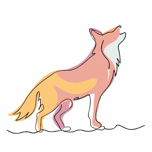 Vector a drawing of a fox with a yellow tail