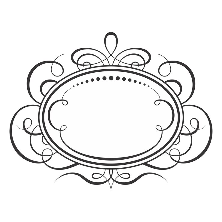 Vector a drawing of a frame with a design that says the word on it