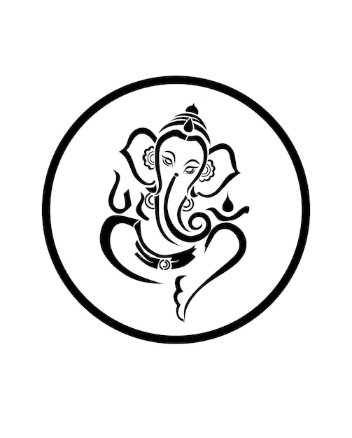 A drawing of a ganesha on the circle