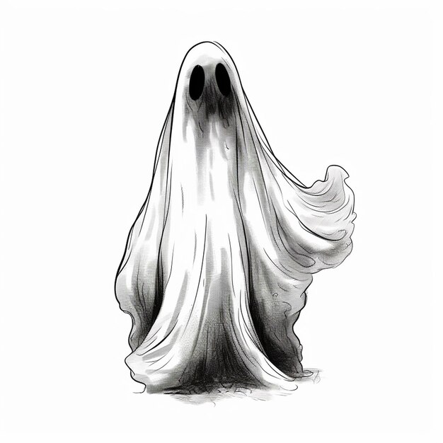 Vector a drawing of a ghost with a black spot on it